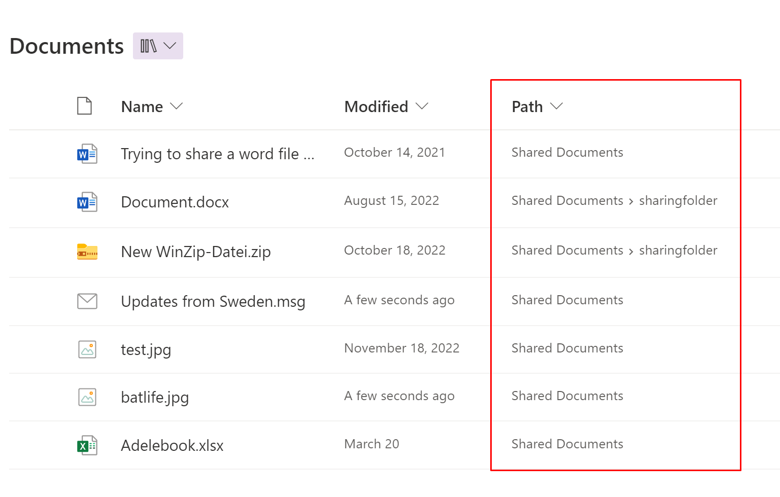 image from Show Path Column in SharePoint