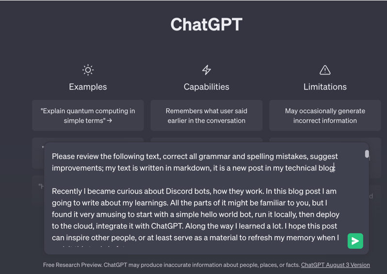 ChatGPT as a correcting tool