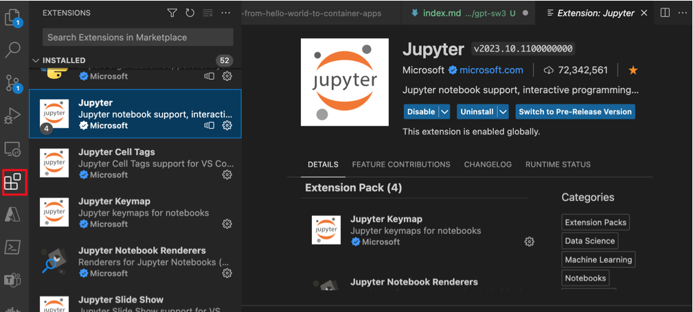 Jupyter extension pack
