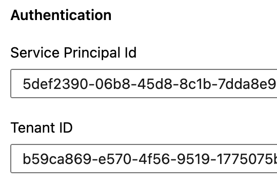 Copying service principal information