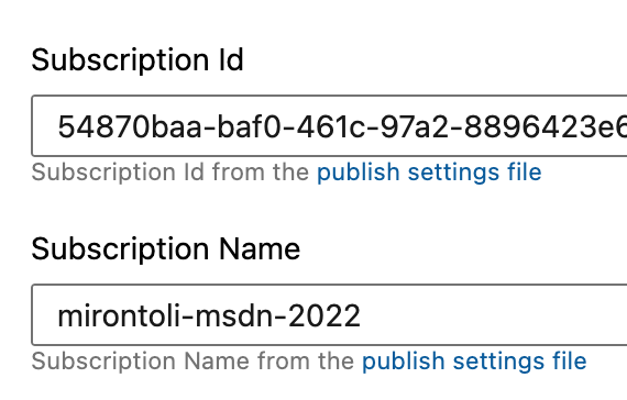 Copying Azure Subscription information