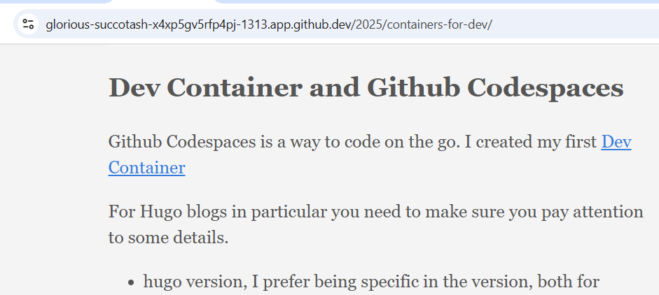 running dev container in the browser